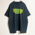 半袖ロゴプリントデザインTシャツ　クルーネック　メッセージ　黒　ブラック　春夏服　メンズ　レディース　古着