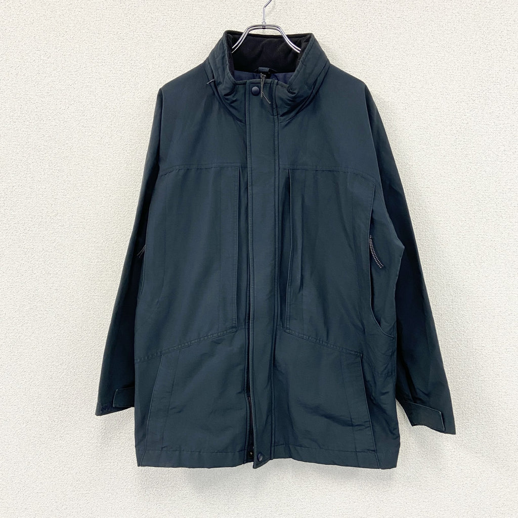90s～　OLD UNIQLO　オールドユニクロ　フルジップナイロンジャケット　比翼仕立て　ヴィンテージ　紺　ネイビー　Mサイズ　古着