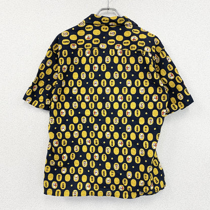 DANS TOKYO　ダントウキョウ　半袖シャツ　アロハシャツ　開襟シャツ　総柄　ネイビー　イエロー　XLサイズ　