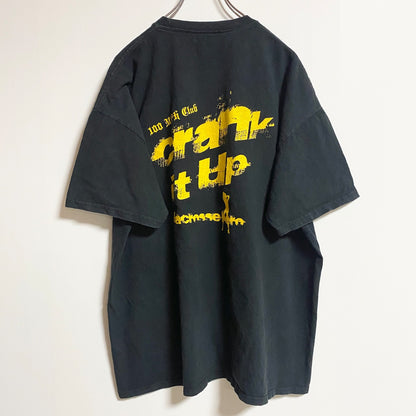 古着 used　半袖デザインTシャツ　バックプリント　クルーネック　黒　ブラック　春夏服　メンズ　レディース