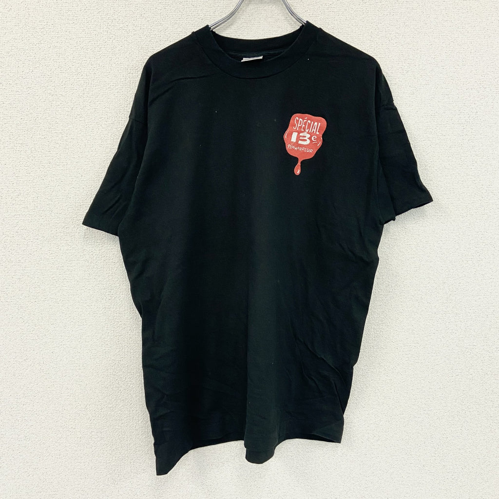 FRUIT OF THE LOOM　フルーツオブザルーム　半袖プリントTシャツ　シングルステッチ　黒　ブラック　XLサイズ カットソー メンズ コットン 古着