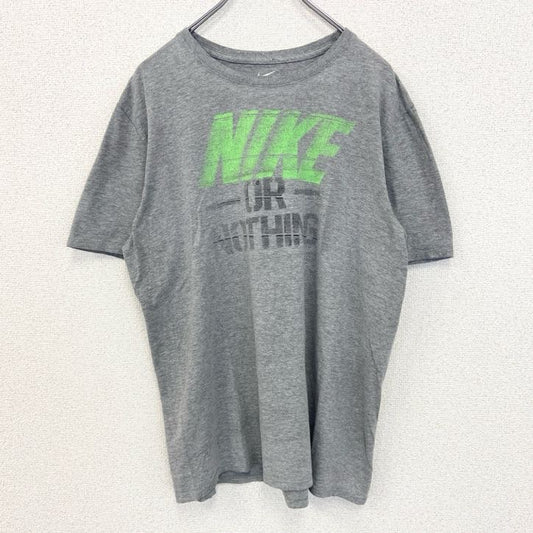 古着 used　NIKE　ナイキ　半袖ダメージプリントTシャツ　グレー　カジュアル　ラフ　スポーツウェア　レトロ　Lサイズ
