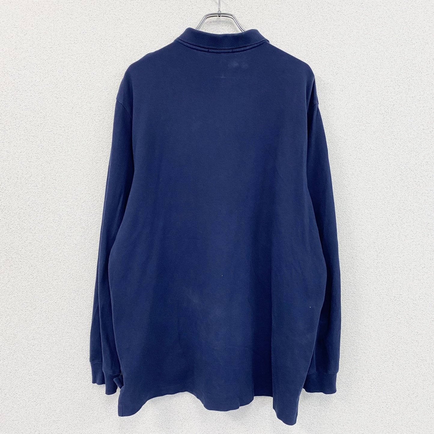 Polo Ralph Laure　ポロラルフローレン　長袖ポロシャツ　刺ロゴ　無地　紺　ネイビー　XLサイズ
