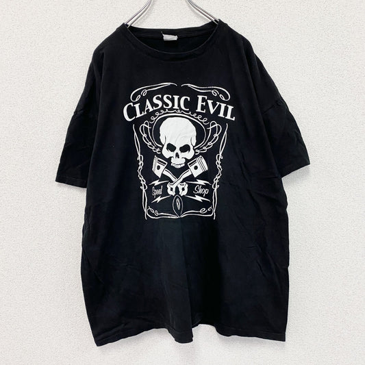 B＆C　半袖プリントTシャツ　スカル　ユーロ　黒　ブラック　3XLサイズ