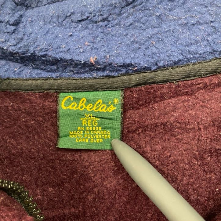 ～90s　Cabela's　カベラス　フルジップフリースジャケット　ヴィンテージ　ボルドー　XLサイズ　古着
