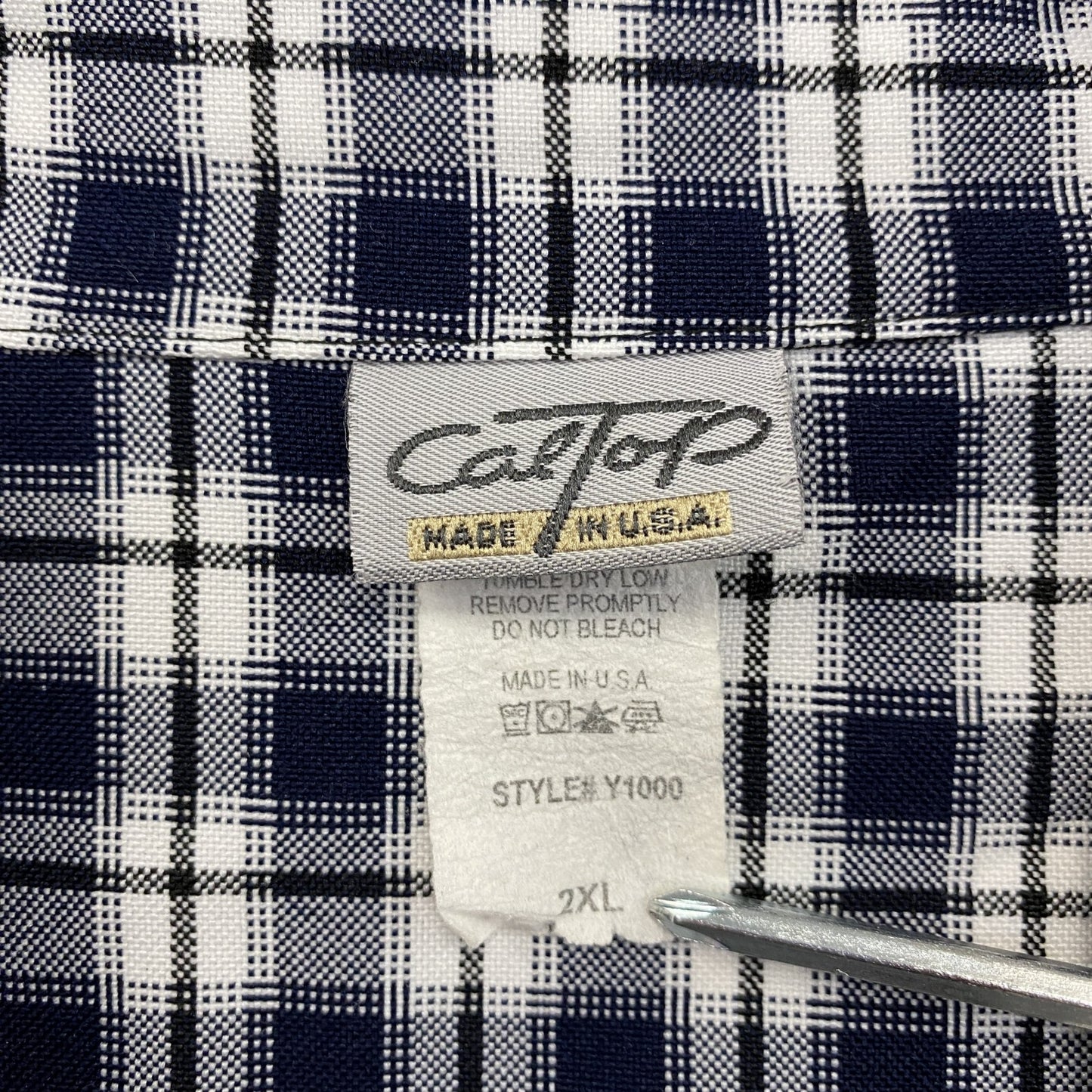 CalTop　キャルトップ　半袖シャツ　チェック柄　紺　ネイビー　2XLサイズ