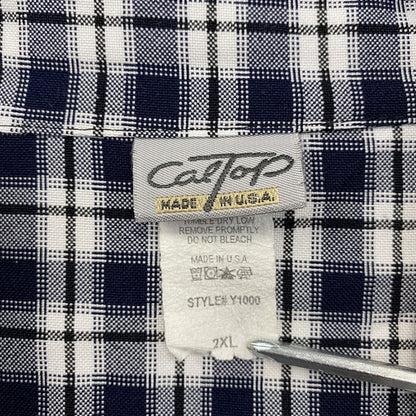 CalTop　キャルトップ　半袖シャツ　チェック柄　紺　ネイビー　2XLサイズ