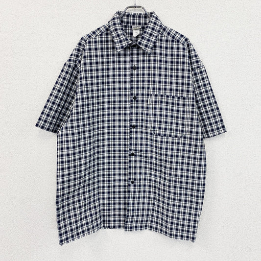 CalTop　キャルトップ　半袖シャツ　チェック柄　紺　ネイビー　2XLサイズ