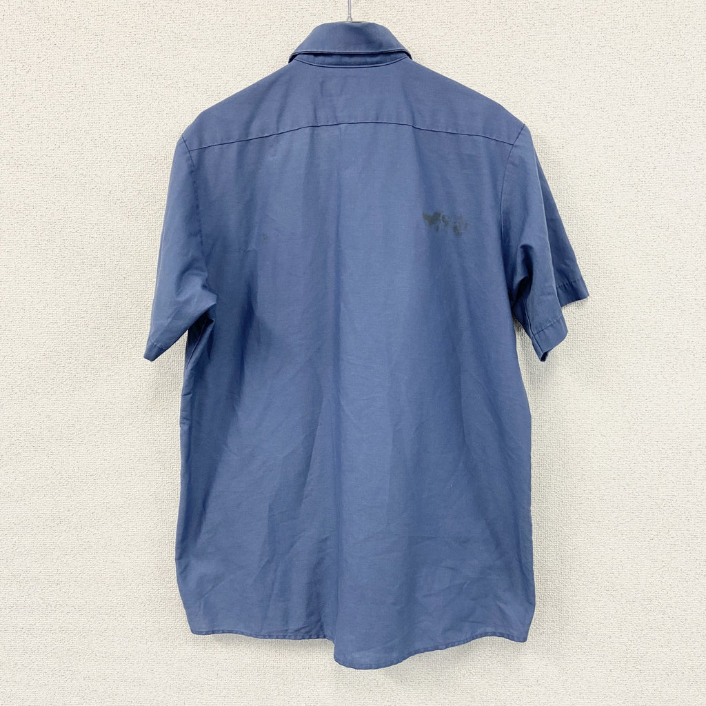 UniWeave　UniFirst　半袖ワークシャツ　ワッペン　青　ブルー　Lサイズ　古着