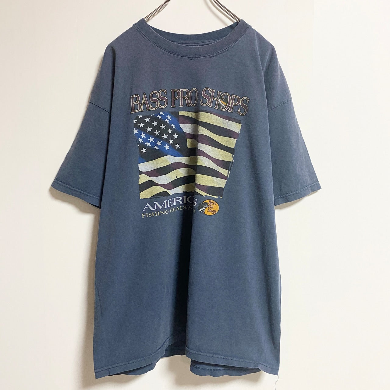 古着 used　CARROUSL　半袖プリントTシャツ　アメリカ　国旗　星条旗　ネイビー　春夏服　ビッグシルエット　XLサイズ