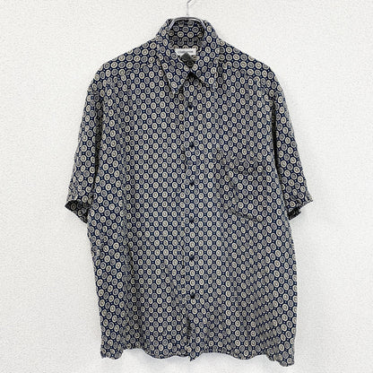 Claiborne　クレイボーン　半袖シャツ　総柄　紺　ネイビー　Lサイズ