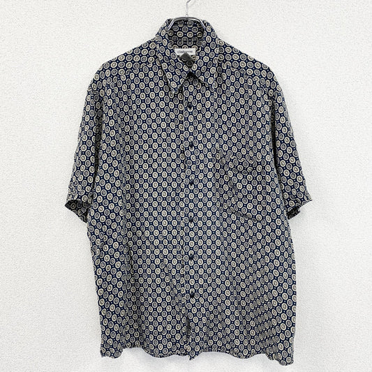 Claiborne　クレイボーン　半袖シャツ　総柄　紺　ネイビー　Lサイズ
