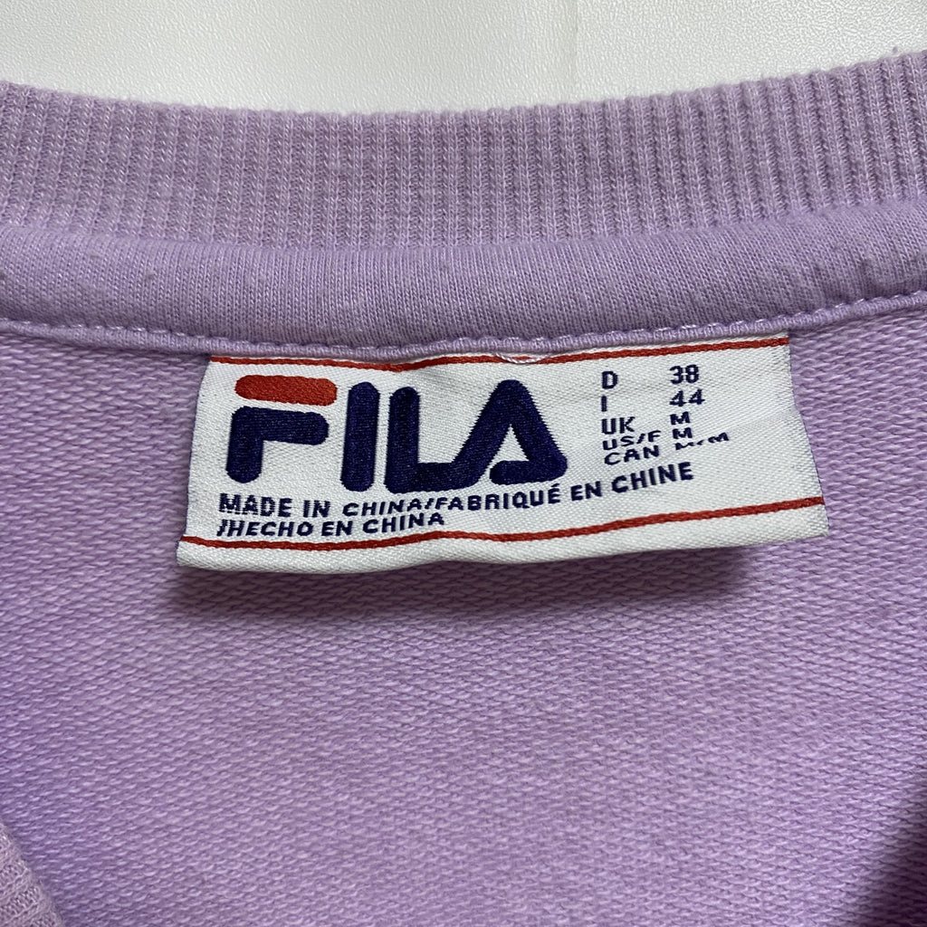 FILA　フィラ　長袖ワンポイントロゴスウェット　トレーナー　クルーネック　紫　パープル　ピンク　秋冬服　Mサイズ　古着