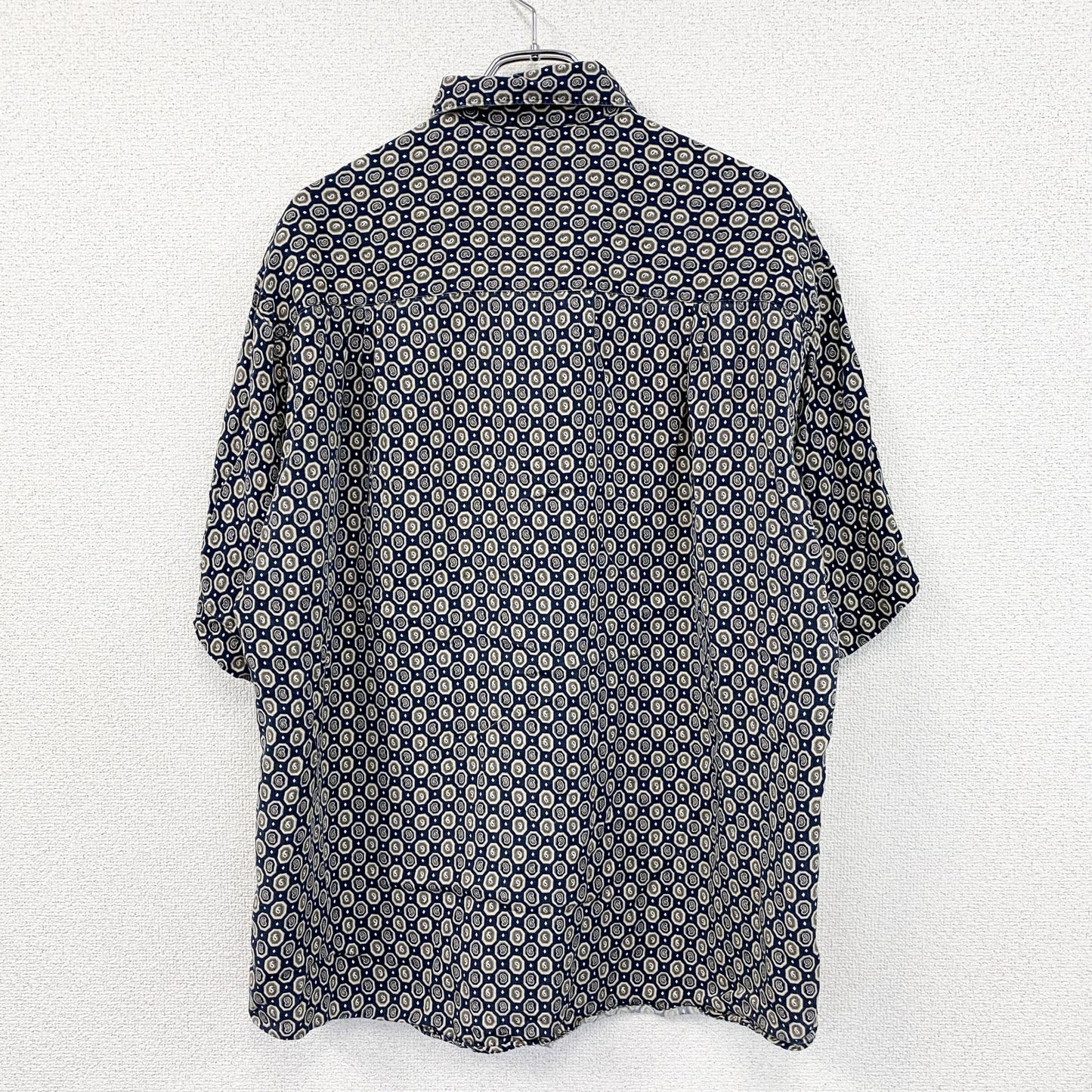 Claiborne　クレイボーン　半袖シャツ　総柄　紺　ネイビー　Lサイズ