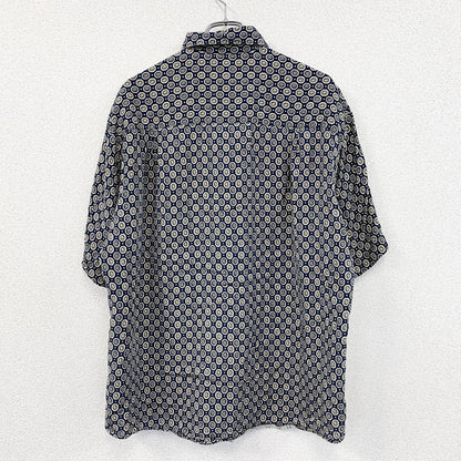 Claiborne　クレイボーン　半袖シャツ　総柄　紺　ネイビー　Lサイズ