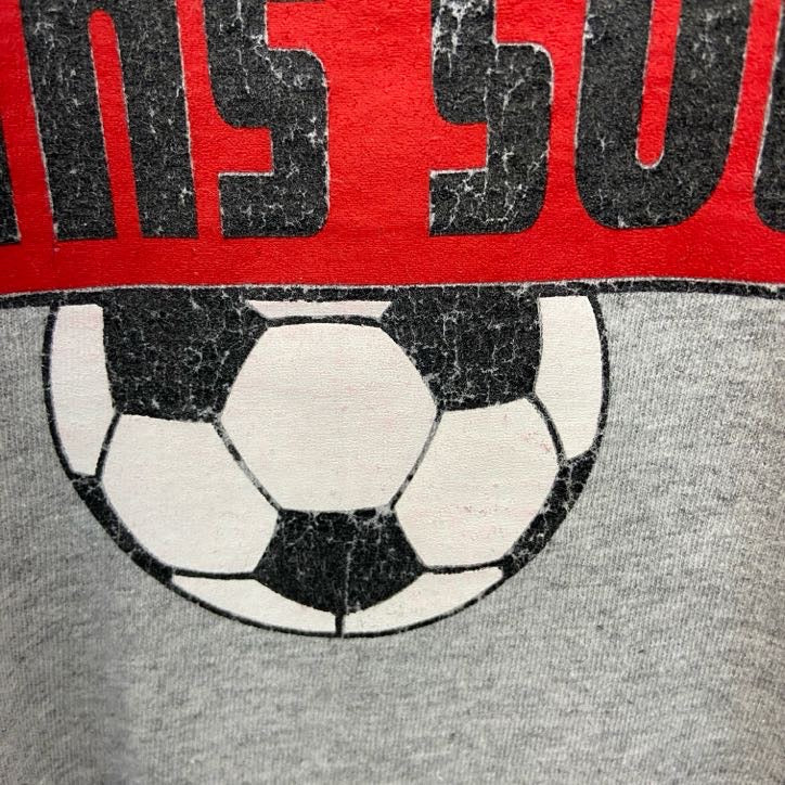 adidas アディダス　半袖プリントTシャツ　グレー　灰色　シッソンヴィル　インディアンズ サッカー　Lサイズ　古着