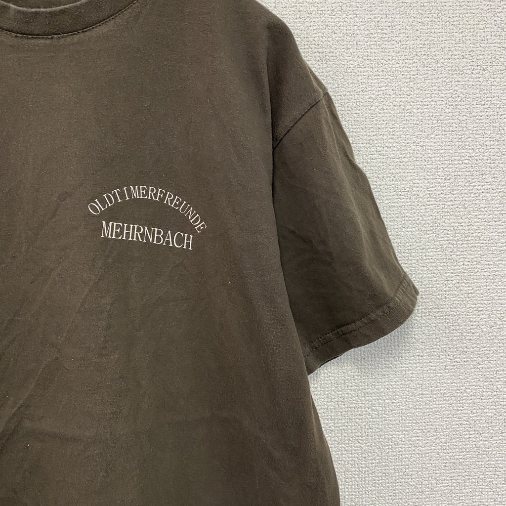 B＆C　半袖プリントTシャツ　アーチプリント　3連プリント　両面プリント　クルーネック　茶色　ブラウン　Mサイズ　古着