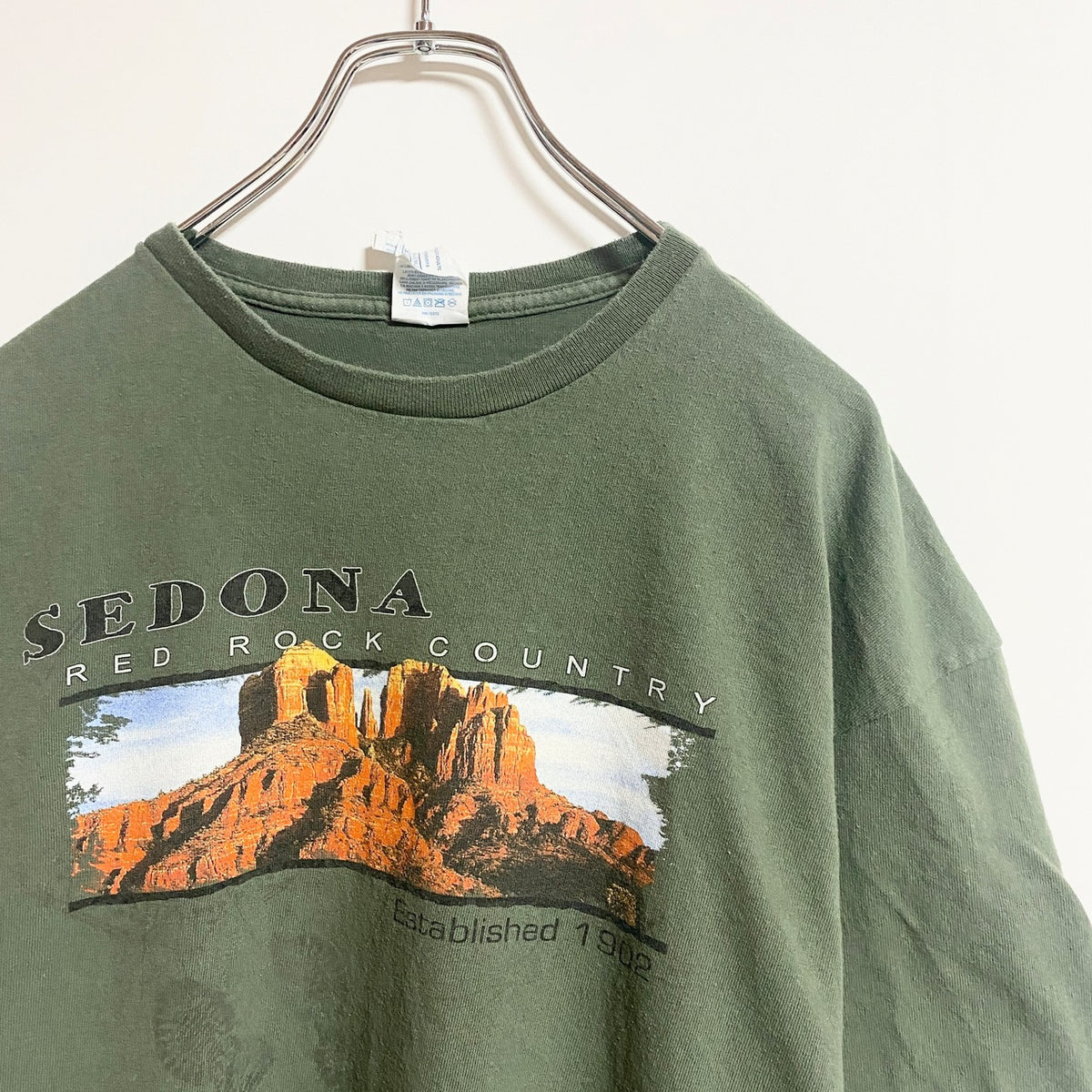 DELTA　半袖プリントTシャツ　REDROCK　レッドロック　緑　グリーン　カーキ　春夏服　ビッグシルエット　XLサイズ　古着