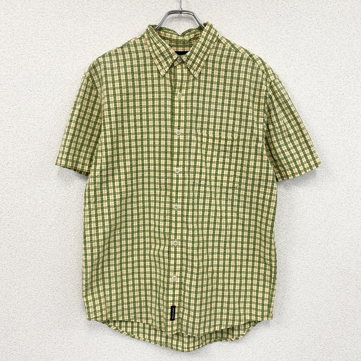 Abercrombie＆Fitch　アバクロンビーアンドフィッチ　半袖ボタンダウンシャツ　チェック柄　イエロー　Sサイズ　古着