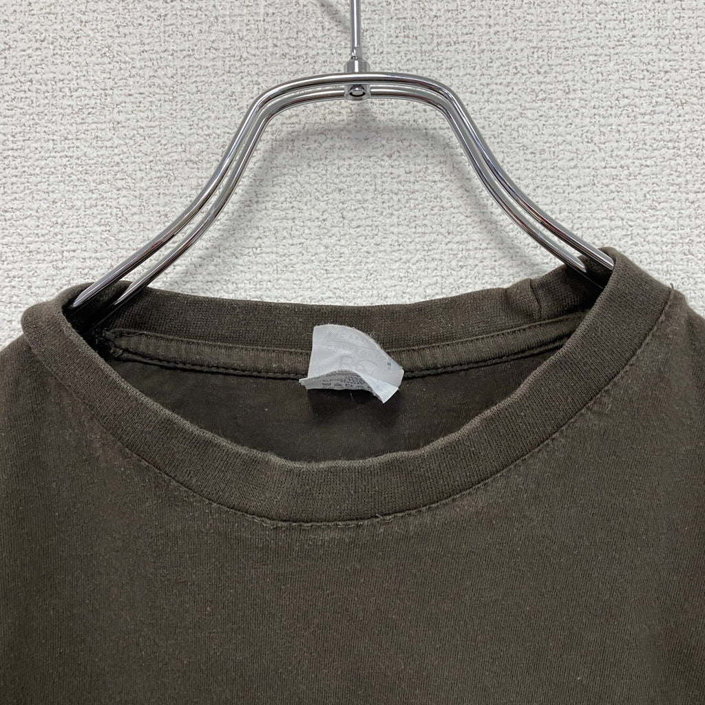 B＆C　半袖プリントTシャツ　アーチプリント　3連プリント　両面プリント　クルーネック　茶色　ブラウン　Mサイズ　古着