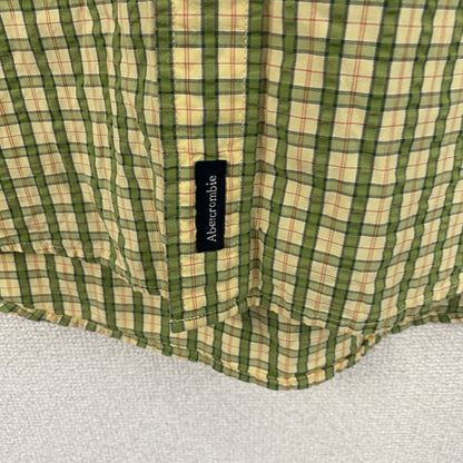 Abercrombie＆Fitch　アバクロンビーアンドフィッチ　半袖ボタンダウンシャツ　チェック柄　イエロー　カーキ　Sサイズ