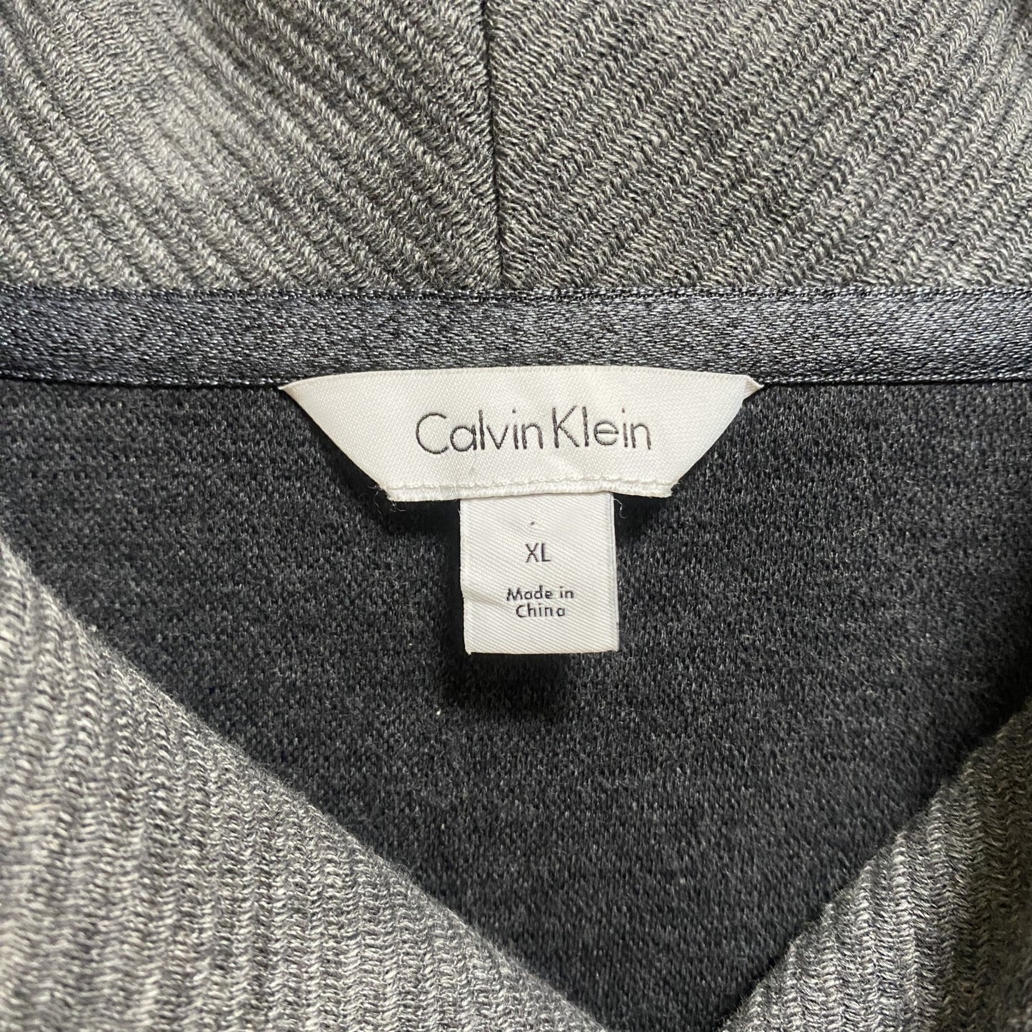 古着 used　Calvin Klein　長袖ショールカラースウェット　トレーナー　ダークグレー　ビックシルエット　XLサイズ