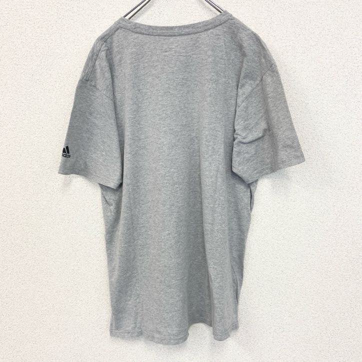 adidas アディダス　半袖プリントTシャツ　グレー　灰色　シッソンヴィル　インディアンズ サッカー　Lサイズ　古着