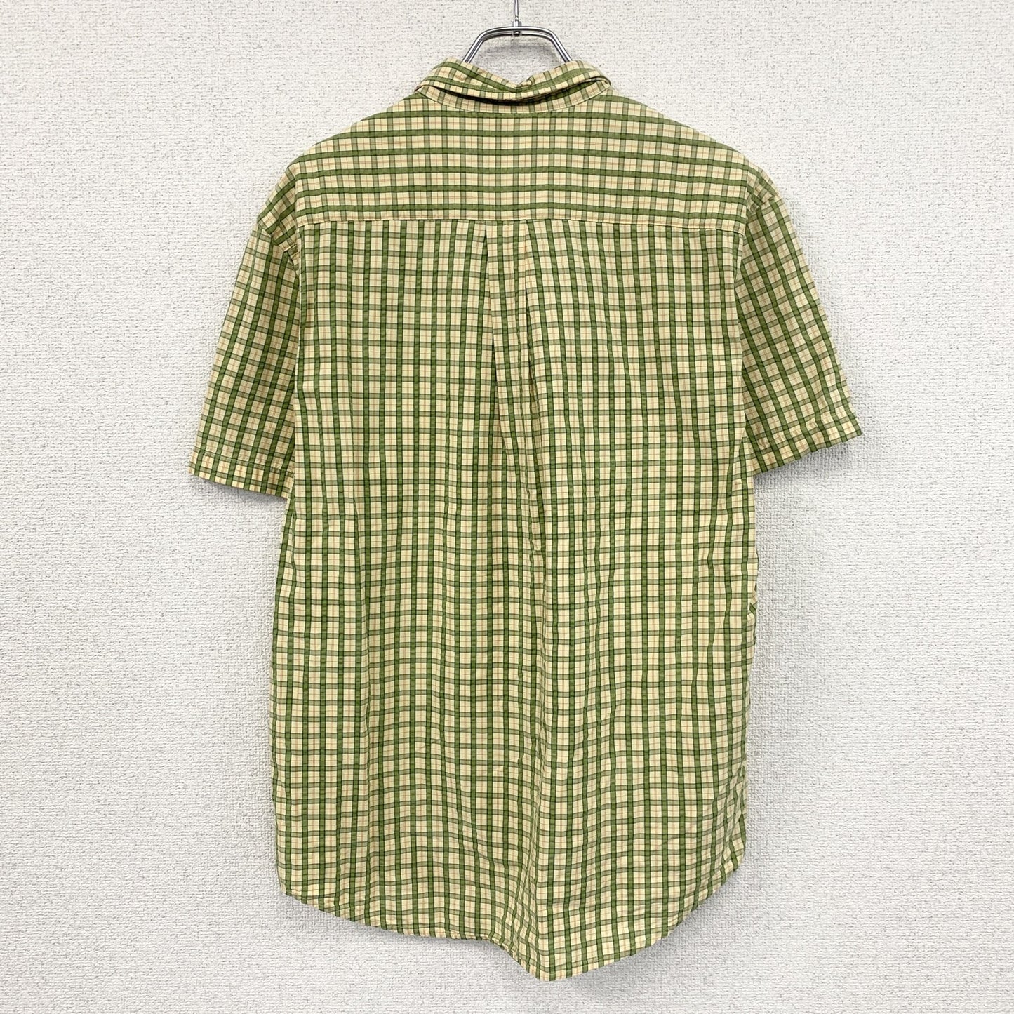 Abercrombie＆Fitch　アバクロンビーアンドフィッチ　半袖ボタンダウンシャツ　チェック柄　イエロー　カーキ　Sサイズ