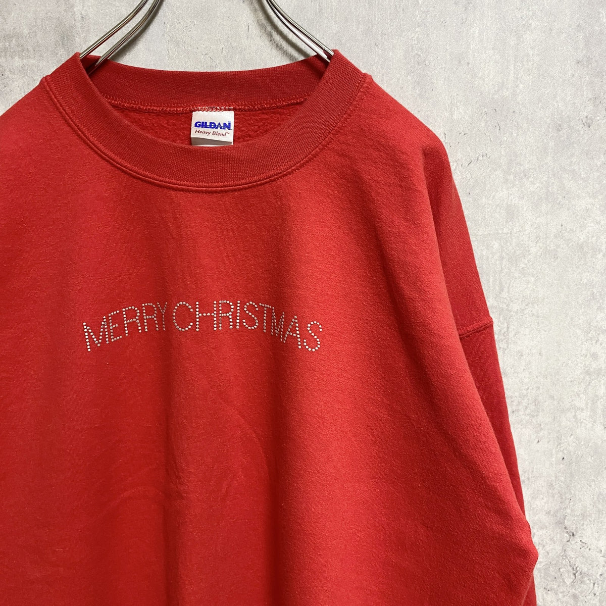 GILDAN ギルダン　長袖クルーネックスウェット　トレーナー　メリークリスマス　赤　レッド　秋冬服　Lサイズ　古着