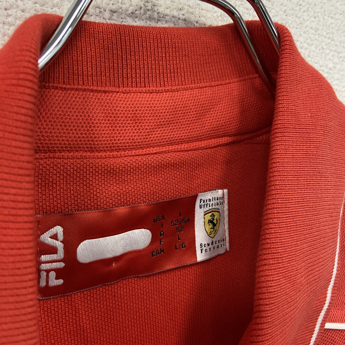 FILA　フィラ　フェラーリF1チームポロシャツ　スクーデリア・フェラーリ　シェル　ボーダフォン　刺繡ロゴ　赤　レッド　Lサイズ