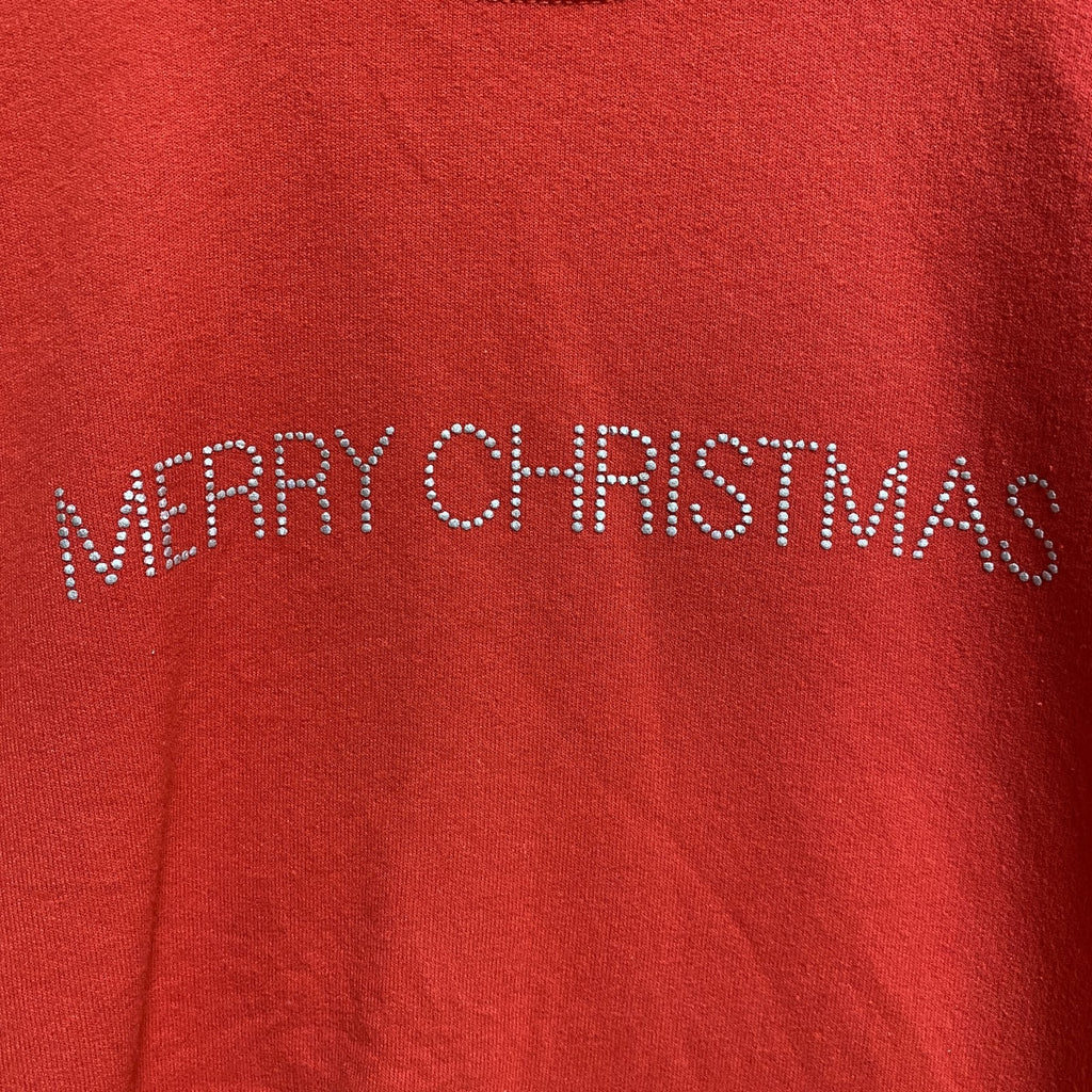 GILDAN ギルダン　長袖クルーネックスウェット　トレーナー　メリークリスマス　赤　レッド　秋冬服　Lサイズ　古着
