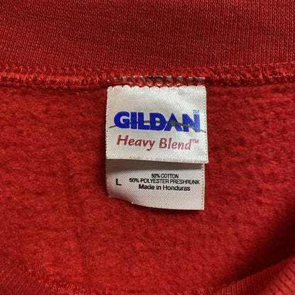 古着 used　GILDAN ギルダン　MERRY CHRISTMAS クリスマス　長袖スウェット　トレーナー　赤　クルーネック