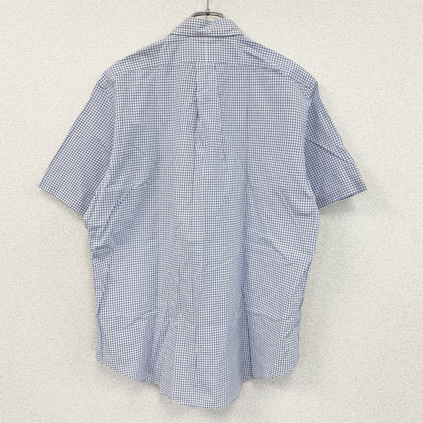 Ralph Lauren　ラルフローレン　半袖ボタンダウンシャツ　チェック柄　白　ホワイト　青　ブルー　Lサイズ