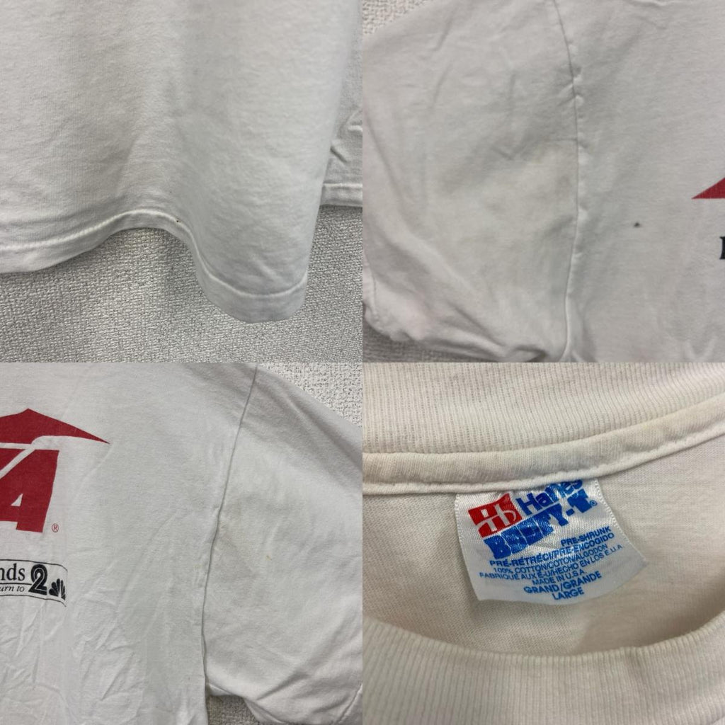 Hanes　ヘインズ　半袖プリントTシャツ　シングルステッチ　白　ホワイト　Lサイズ カットソー メンズ コットン 古着