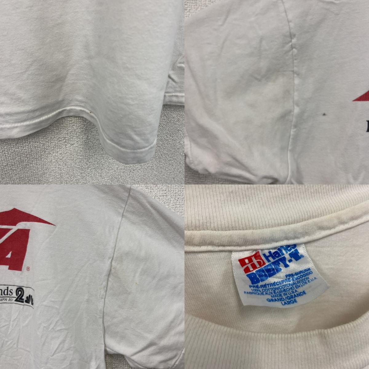 Hanes　ヘインズ　半袖プリントTシャツ　シングルステッチ　白　ホワイト　Lサイズ カットソー メンズ コットン 古着