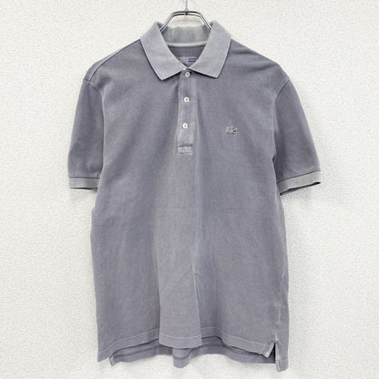 LACOSTE　ラコステ　半袖ポロシャツ　ウオッシュド加工　刺ロゴ　無地　パープルグレー　4サイズ