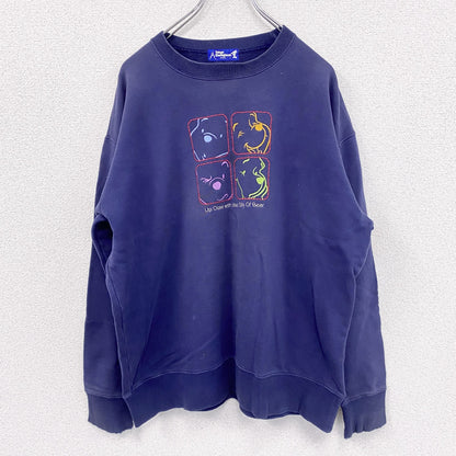 ～00s　DISNEY　ディズニー　くまのプーさん　スウェット/トレーナー　ヴィンテージ　紺　ネイビー　Lサイズ