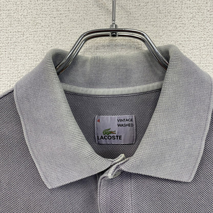 LACOSTE　ラコステ　半袖ポロシャツ　ウオッシュド加工　刺ロゴ　無地　パープルグレー　4サイズ