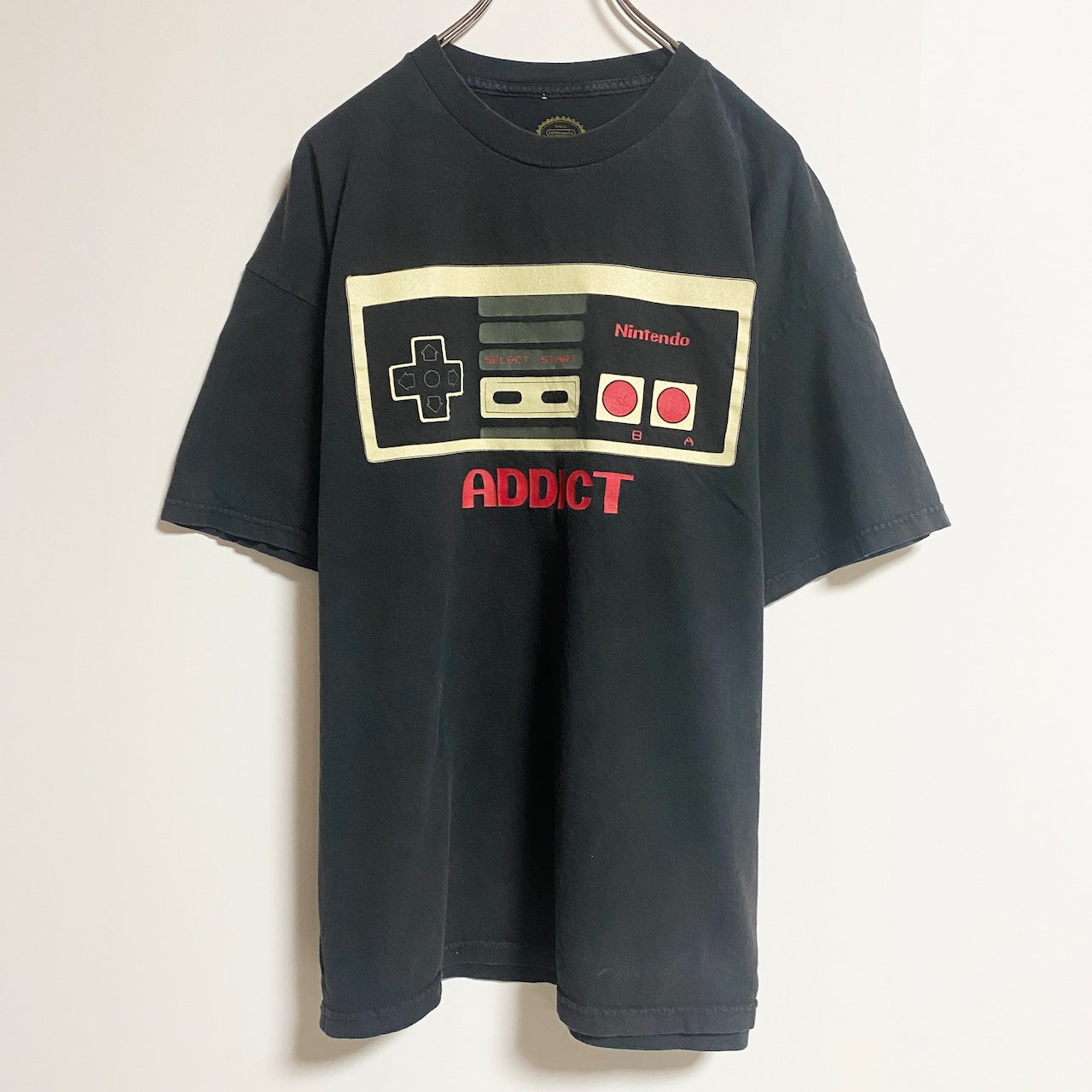 古着 used　Nintendo　任天堂　半袖プリントTシャツ　ファミコン　ゲーム　黒　春夏服　ビッグシルエット　XLサイズ