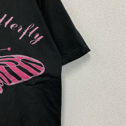 バタフライ　半袖プリントTシャツ　ユーロ　黒　ブラック　Mサイズ