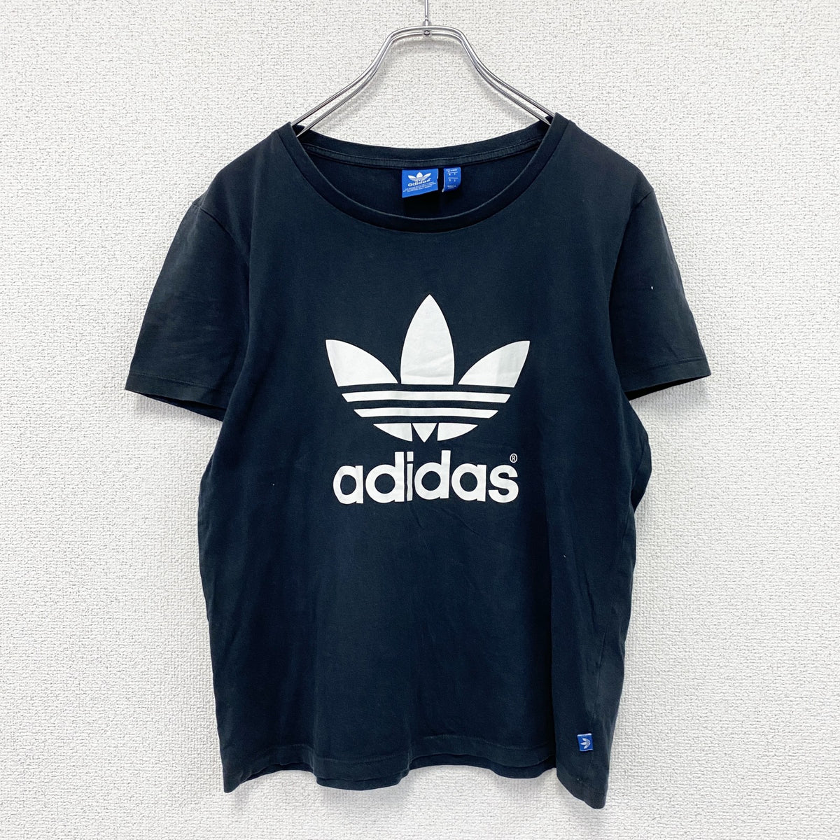 adidas　アディダス　半袖プリントTシャツ　黒　ブラック　Sサイズ カットソー メンズ コットン 古着