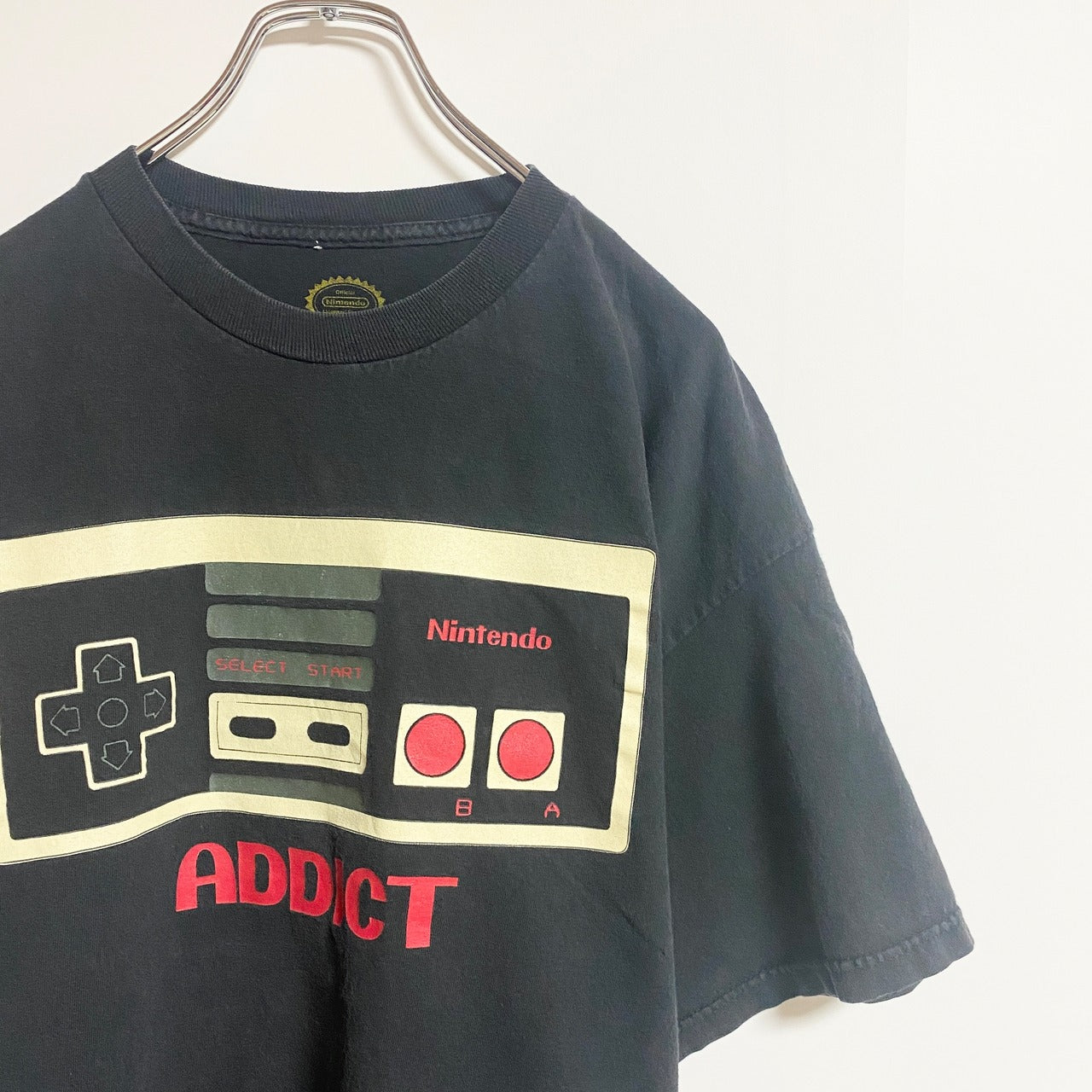 古着 used　Nintendo　任天堂　半袖プリントTシャツ　ファミコン　ゲーム　黒　春夏服　ビッグシルエット　XLサイズ