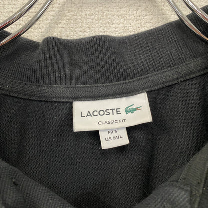 LACOSTE　ラコステ　半袖ポロシャツ　刺ロゴ　無地　黒　ブラック　Mサイズ