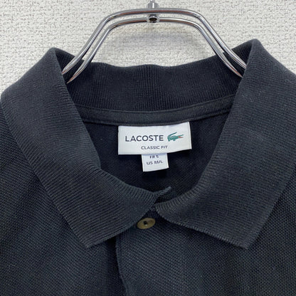 LACOSTE　ラコステ　半袖ポロシャツ　刺ロゴ　無地　黒　ブラック　Mサイズ
