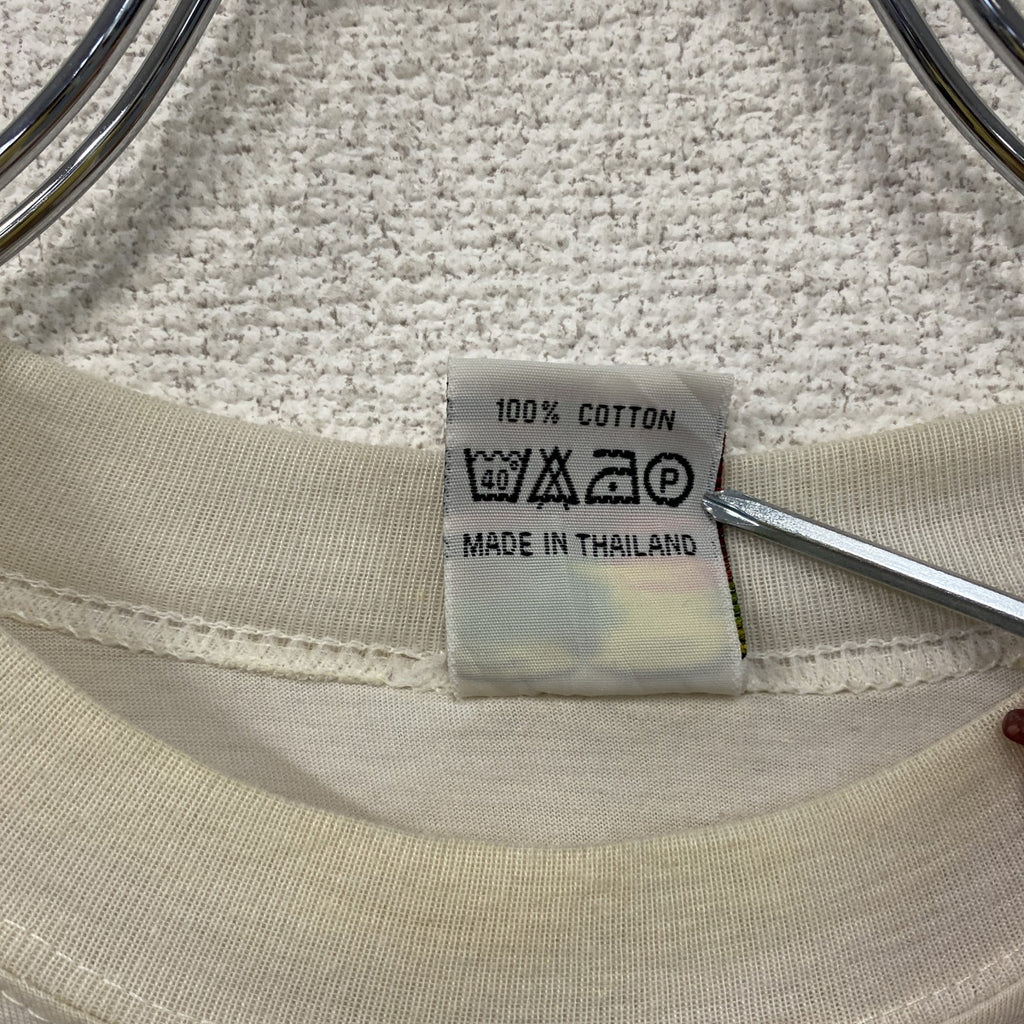 Thailand　半袖プリントTシャツ　シングルステッチ　白　ホワイト カットソー メンズ コットン 古着