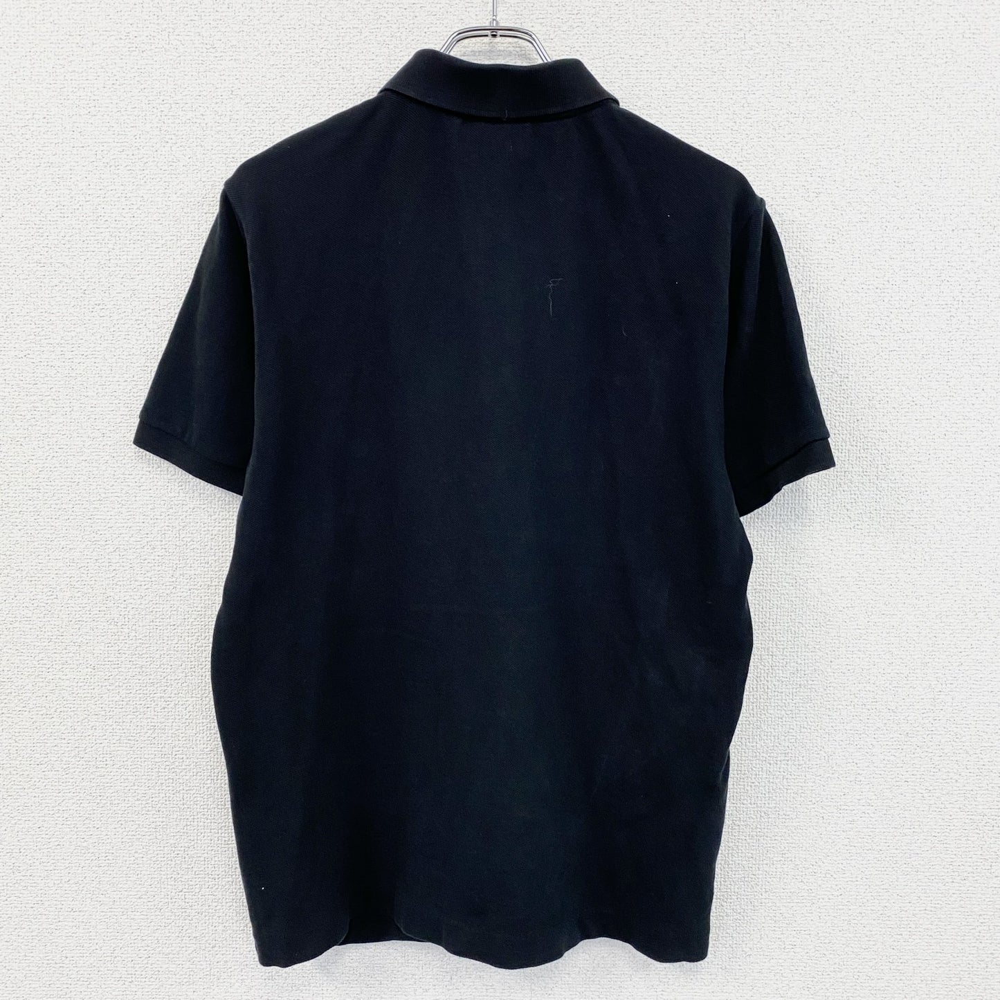 LACOSTE　ラコステ　半袖ポロシャツ　刺ロゴ　無地　黒　ブラック　Mサイズ