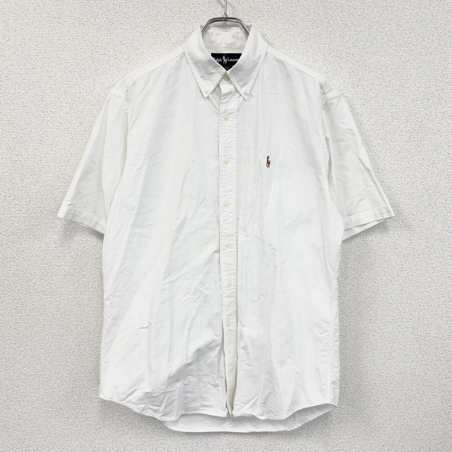 Ralph Lauren　ラルフローレン　半袖シャツ　刺繡ロゴ　無地　白　ホワイト　Mサイズ