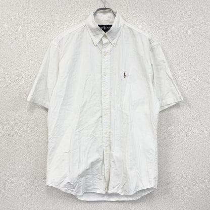 Ralph Lauren　ラルフローレン　半袖シャツ　刺繡ロゴ　無地　白　ホワイト　Mサイズ