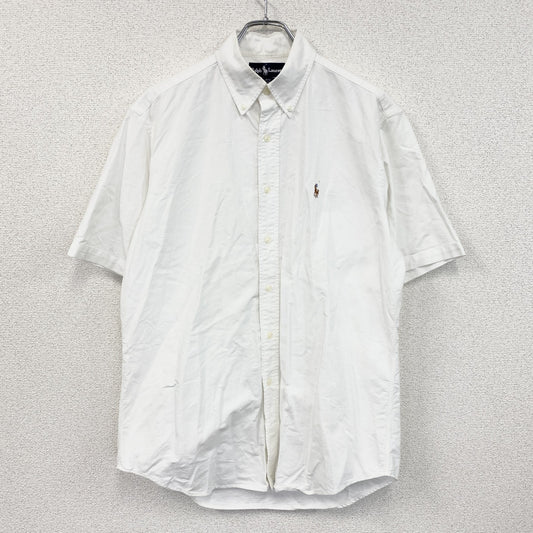 Ralph Lauren　ラルフローレン　半袖シャツ　刺繡ロゴ　無地　白　ホワイト　Mサイズ
