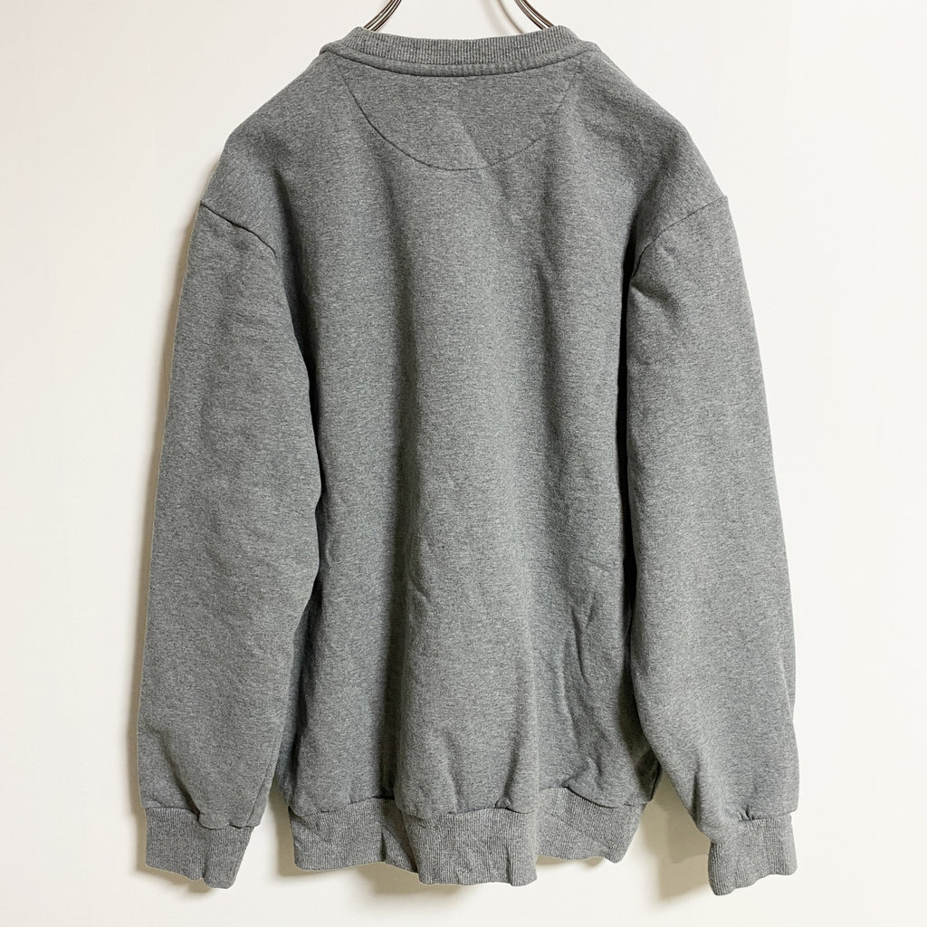HealthEquity　長袖ワンポイントスウェット　トレーナー　クルーネック　グレー　灰色　レトロ　秋冬服　Mサイズ　古着